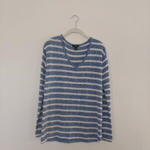 GAP v-neck tunic sweater blue and white striped, soft and cozy